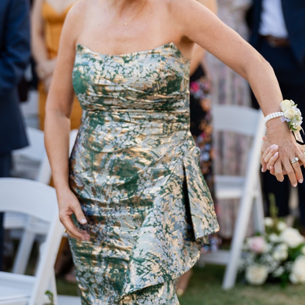 Strapless Green and Silver Dress - Picture 5 of 10